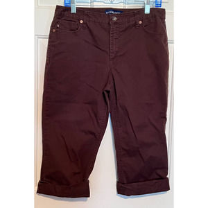 Bandolinoblu Women's Brown Cuffed Capris Size 10 17" Inseam x 15 1/2" Waist x 10